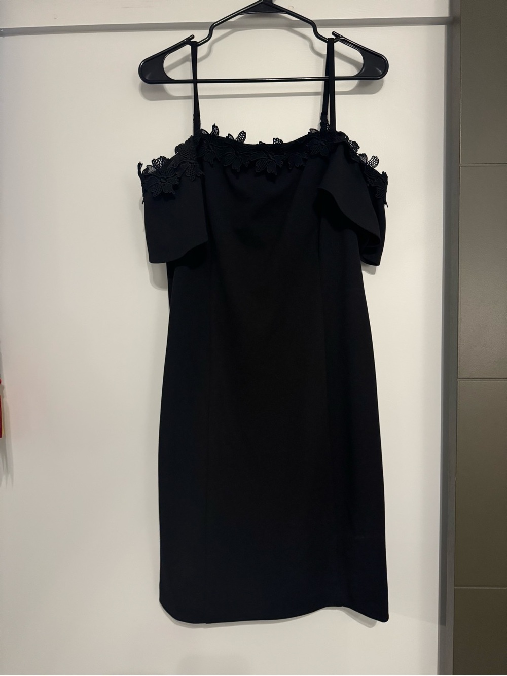 Kensie Black Off-Shoulder Lace-Trim Dress